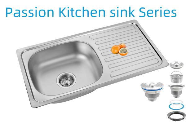 33 X 22 Inches Kitchen Sink With Drainboard Stainless Steel 18/10 Chromium/Nickel and Accessories Colander