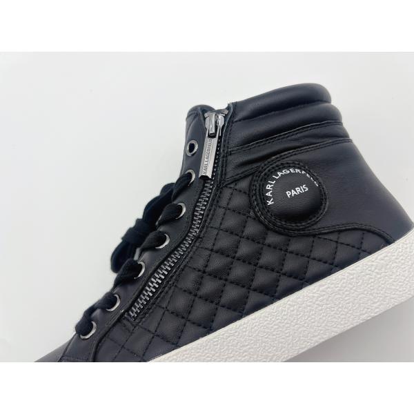 Genuine Leather Athletic Sports Shoes High Top Ladies Black With Ykk Metal Zipper