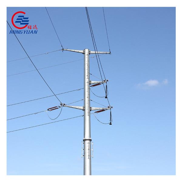 Polygonal Conical Steel Utility Pole Q235b Double Circuit Transmission Line Q355B
