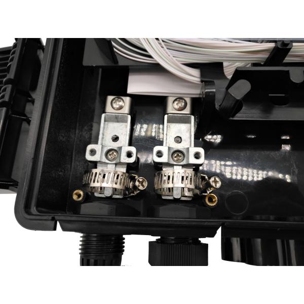 FTTH IP65 16 Ports 2pcs 1x8 Fiber Optic Splitter Box Aerial Pole Wall Mounting Black