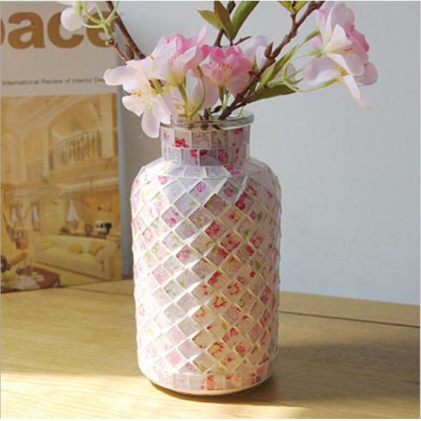 Pastoral style pink mosaic glass bottle home decoration vase