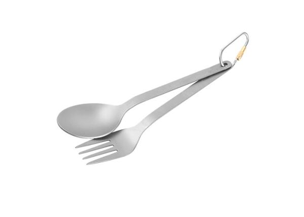 Ultralight Titanium Camping Parts Two Piece Titanium Fork And Spoon 1.6mm Thickness