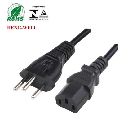 AC 3 Round Pin Brazil Power Cord 2m INMETRO For Home Appliance