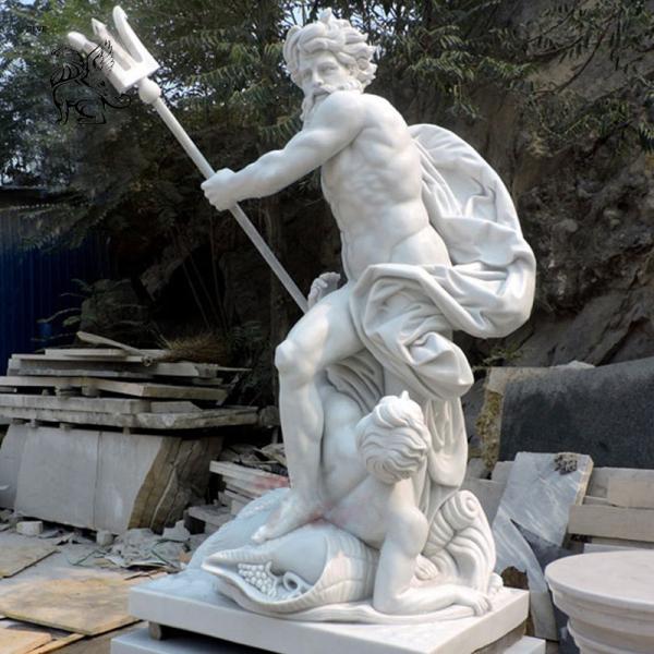 Marble Poseidon Statue Ancient Greek Mythological God Life Size Lord of The Sea