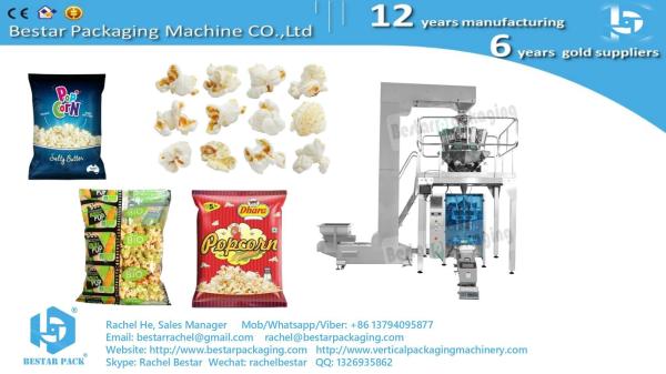Automatic popcorn packing machine with multi heads weigher