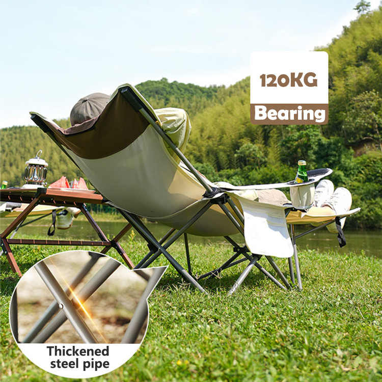 Outdoor Camping Portable Folding Beach Chair with Armrest and Removable Armrest Design