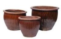 Pots extérieurs rustiques d'usine du travail de main de Brown 64cmx50cm