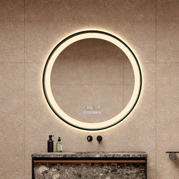 Aluminium Framed LED Round Bathroom Mirror With Smart Touch Screen