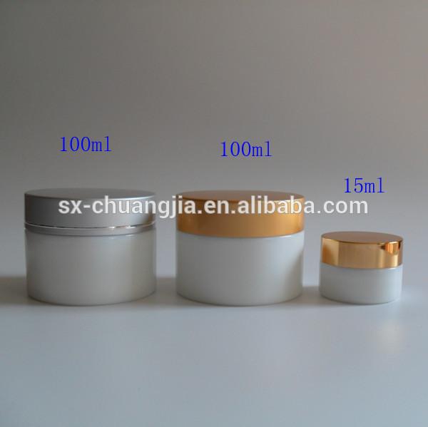 cosmetic 100ml wide mouth face mask opal white cream glass jar