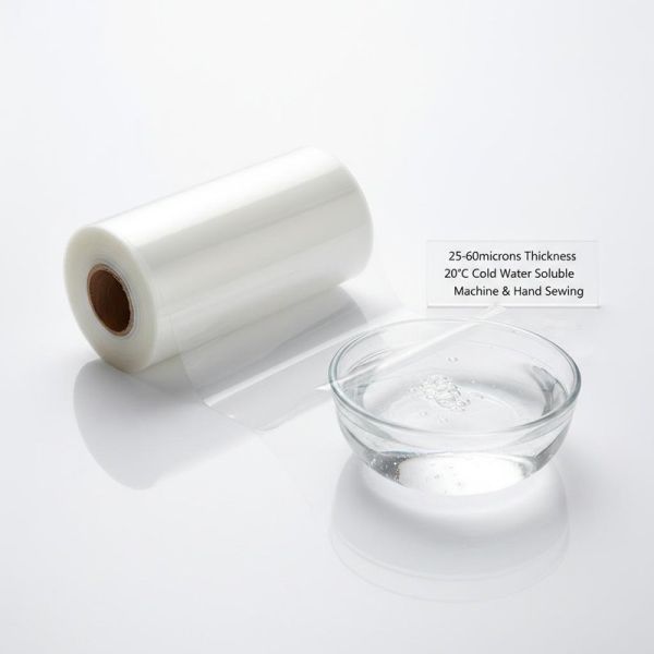 25-60microns Thickness 20°C Cold Water Soluble Transparent PVA Embroidery Film for Machine and Hand Sewing