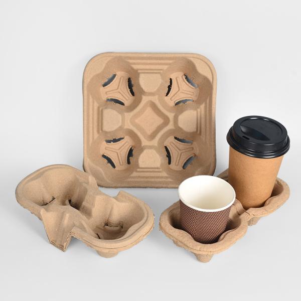 Coffee Holder Custom Paper Pulp 2/4 Cup Hot Drink Cup Carrier Tray Pulp Cup Holder