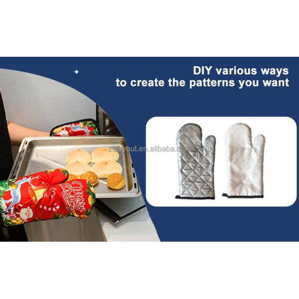 ZELOYAUT Sublimation Blanks Oven Gloves, Oven Mitts and Pot Holder Set for Sublimation, Home Using Sublimation Crafts