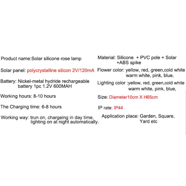 Solar silicone rose Lights Outdoor Lawn Park Decoration Lamp LED Silicone Rose Lamp