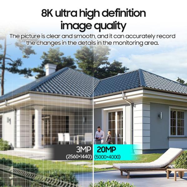 Wireless Wifi Camera Full Color Night Vision Security IP66 Three Screens 20MP Camera
