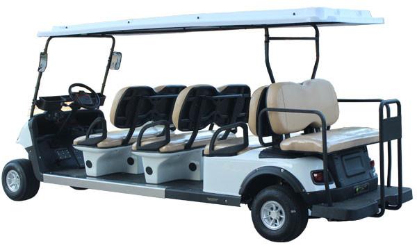 Pure White Color Golf Sightseeing Car Electric Powered Golf Carts With 6+2 Sofa Seats