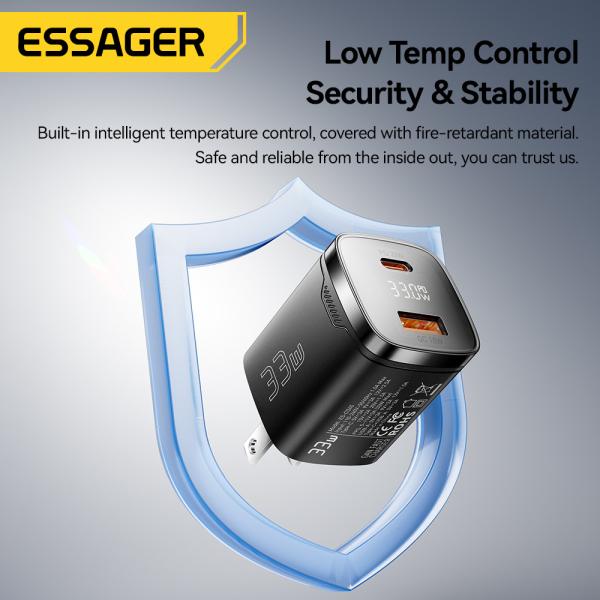ESSAGER ES-CD45 Series 2 Ports 33W USB-A Fast Charger USB C Wall Charger Private Mold