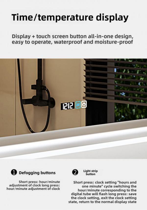 Modern Apartment & Hotel Bathroom Mirrored Undershelf with Touch Switch IP44 Rated Convenient Under-Mirror Access for Storage