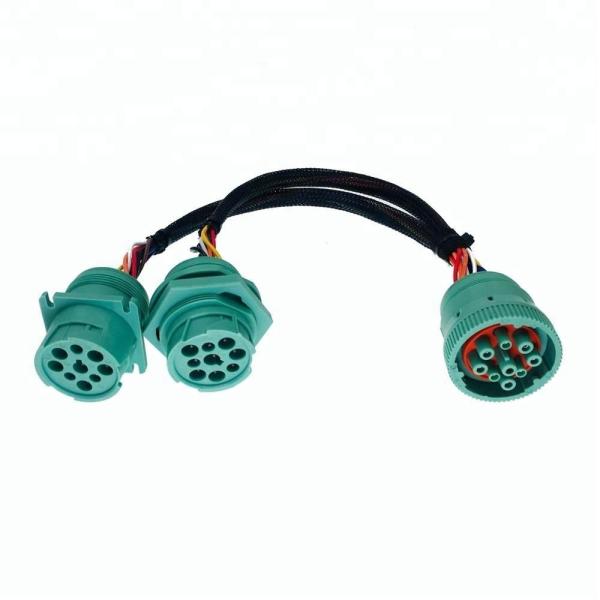 Pins Plating Nickel/Golden AOTAI Custom J1939 GPS Type 2 Splitter Y Deutsch 9PIN J1939 Green Connector Cable for Scanner Tool