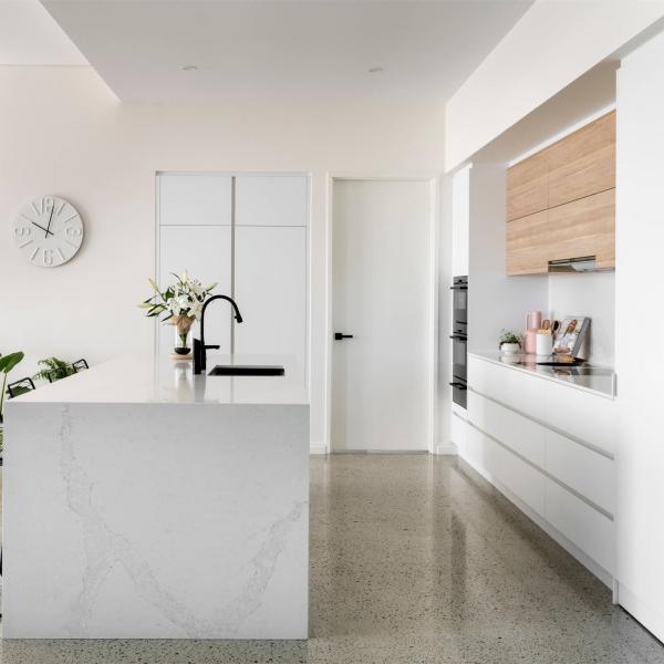 Matte White Plain Matte Beige Wood Shaker Kitchen Cabinets