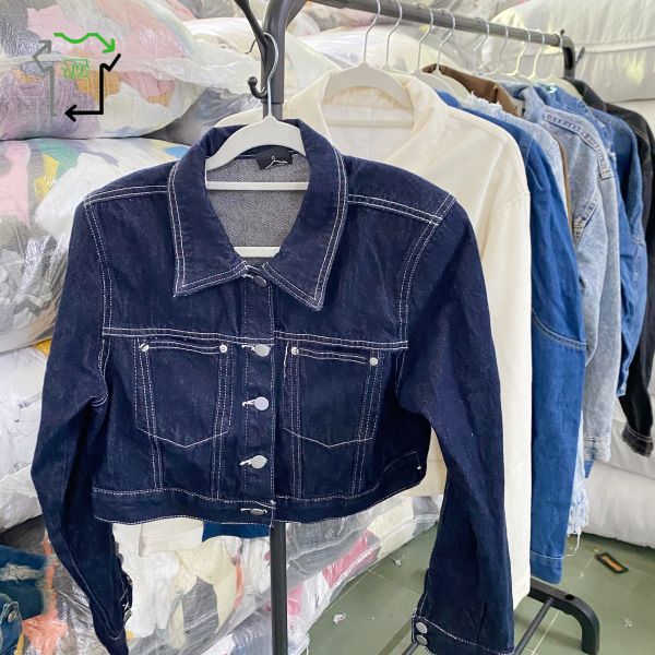 Mixed Sizes Second Hand Coats Long Sleeved Used Mens Jean Jacket Polyester Cotton