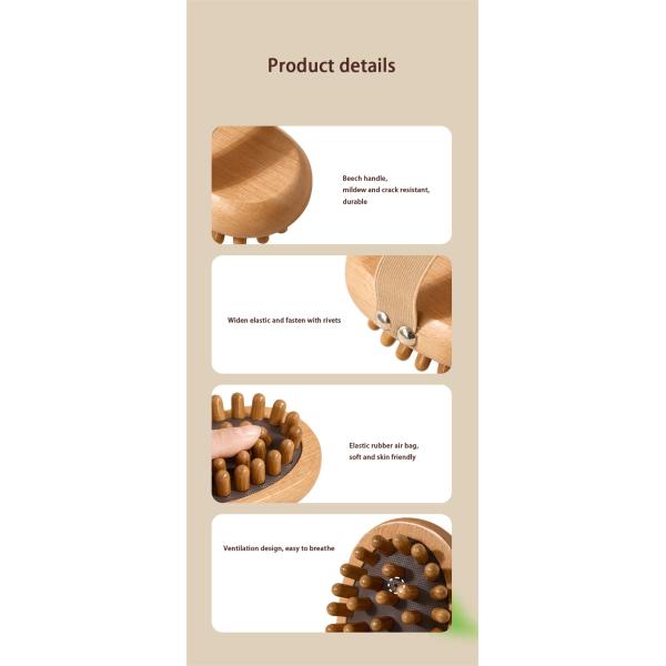 Massage Area Full-body Wooden Body Meridian Massage Brush Gua Sha Massager Comb With Air Bag for Scalp Massage Comb