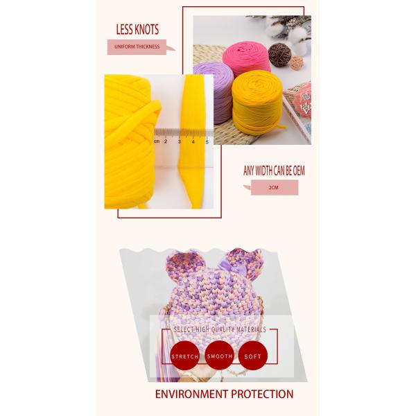 1/0.3NM 100% Polyester T Shirt Wool Yarn Fancy Crochet Yarn For Hand Carded Rugs Carpets