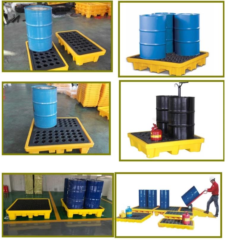 Паллет сдерживания расслоины барабанчика HDPE химический для барабанчика 55 галлонов