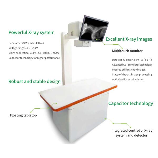 Ветеринарная медицинская рентгеновская система 40 - 125 кВ полностью сосредоточена на животном