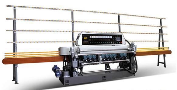 GLASS STRAIGHT-LINE BEVELING MACHINE WITH 10 SPINDLES FOR SMALL PIECE OF GLASS