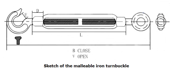 Fishing Turn Buckle Malleable Iron Heavy Duty Turnbuckle For Offshore Industry