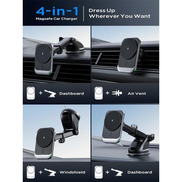 Магнитное беспроводное зарядное устройство для автомобиля 15 Вт для iPhone 15