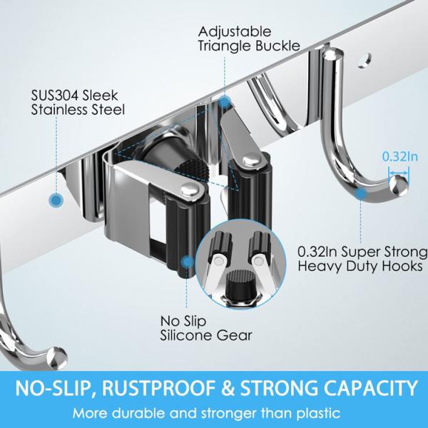 Mop держателя стены нержавеющей стали и держатель веника для домашнего Bathroom кухни