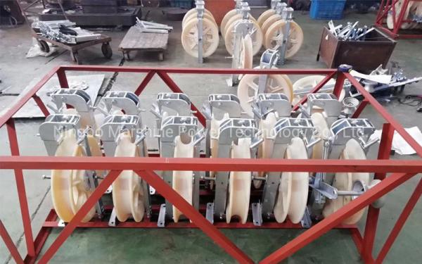 20KN Galvanized Nylon Sheave Overhead Wire Stringing Blocks For Aerial Cable Pulley Block
