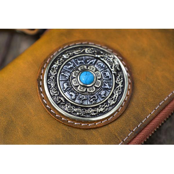 New Handmade Wallet Men And Women Long Zipper Bag Ethnic Style Vertical Genuine Leather Rotating Nine-Square Wallet Men And Women