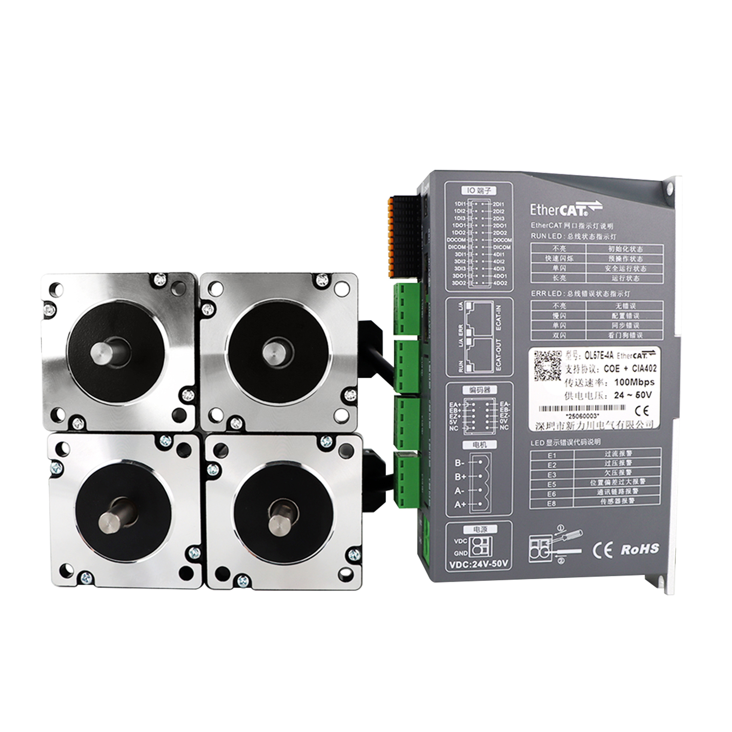 Lichuan 4A DC Open Loop Stepper Motor Drivers Kit EtherCAT 3.5N.m 2 Phase Nema24 DC24V～50V 4.0A