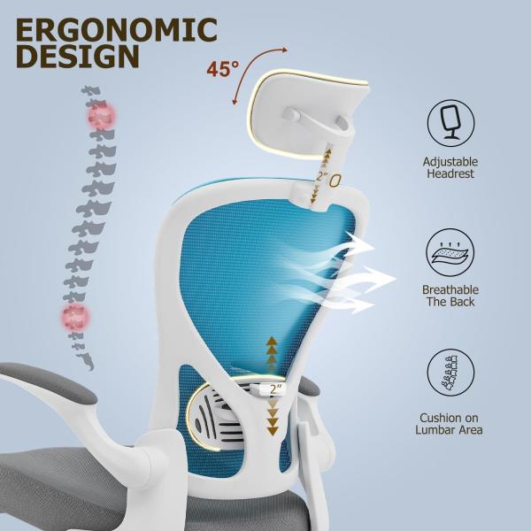 Modern Swivel Chair with Flip-up Arms Metal Type metal Ergonomic Home Office Desk Chair