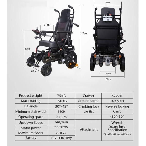 Portable Medical Transport Wheelchair Lightweight Disabled Electric Stair Clibing Wheelchair