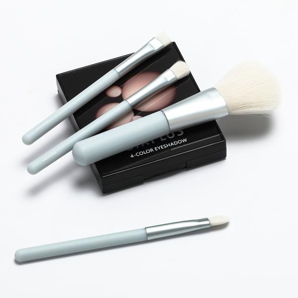 White PBT Hair Mini Makeup Brush Set 4pcs For Travel Plastic Handle