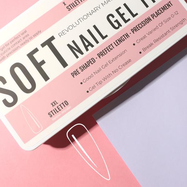 500PCS Soft Gel Tips Nails Xxl Custom Nails Extension Tips Full Cover Clear Private Label Acrylic Round Nail Tips Medium Length
