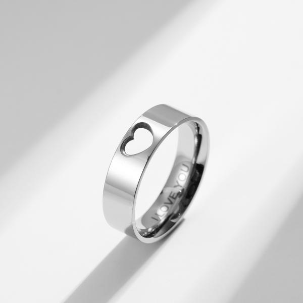 Bague en forme de cœur en acier inoxydable plaqué or pour fête de mariage, bague de Saint-Valentin personnalisée