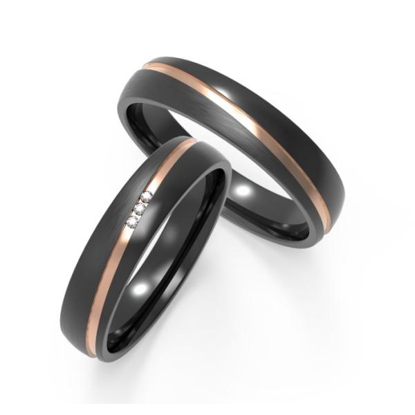 Rose Gold Inset Zircon Men Fashion Jewelry Matte And Glossy Black Titanium Ring