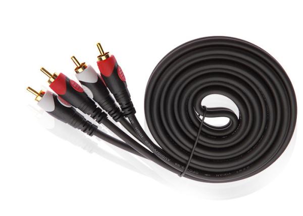 Black 5m RCA Audio Cable , Video Component Cable With Gold Plated Connector
