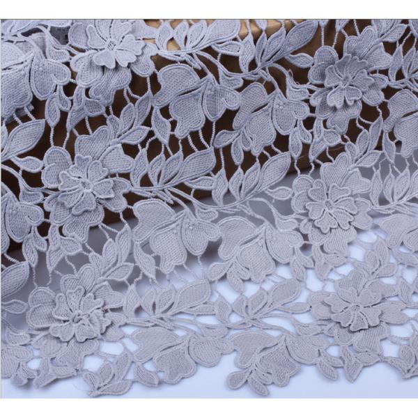 100% Cotton Fiber Water Soluble Embroidery Fabric with Lace applique Black Ivory Double Color