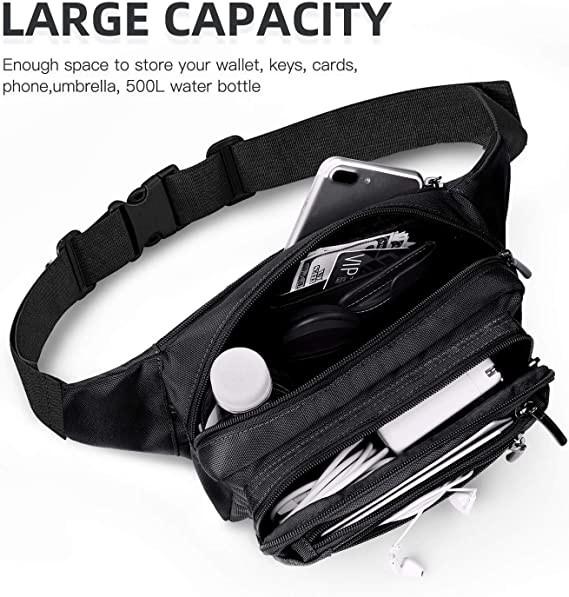 Bum Fashion Fanny Pack Men Women Water Resistant Waist Bag With 6 Zipped Pockets