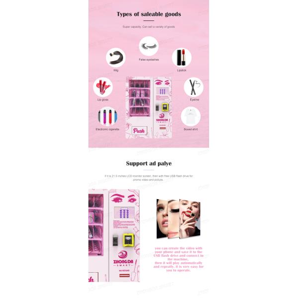 Zhongda New Model Tabletop Mini Lashes Vending Machine Beauty With Coin