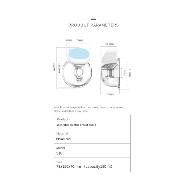 Latex Free Handsfree Electric Breast Pump Wearable Fast Charging Wireless Breast Pump