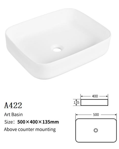 No Seams Countertop Bathroom Sink Non-Leakage Design Rectangular Wash Basin