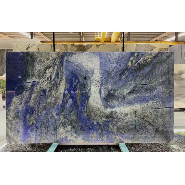 Modern Luxury Brazil Hotel Kitchen Countertop Dark Blue Sapphire Marble Stone Big Slab