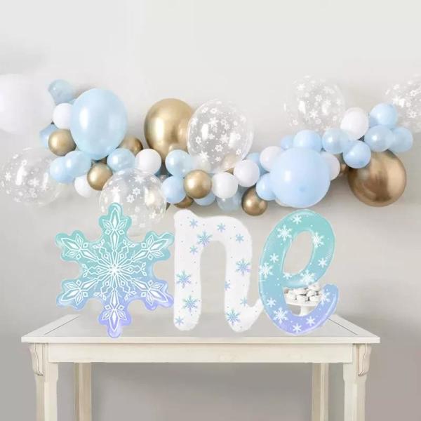 Wholesal Snowflake One Birthday Balloon Winter Birthday Balloon Winter Birthday Party Decor Snowflake Foil Balloon