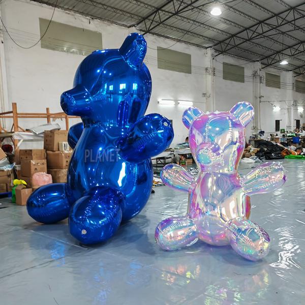 Gigante hermético espelho inflável refletor urso inflável urso desenho animado modelo para publicidade